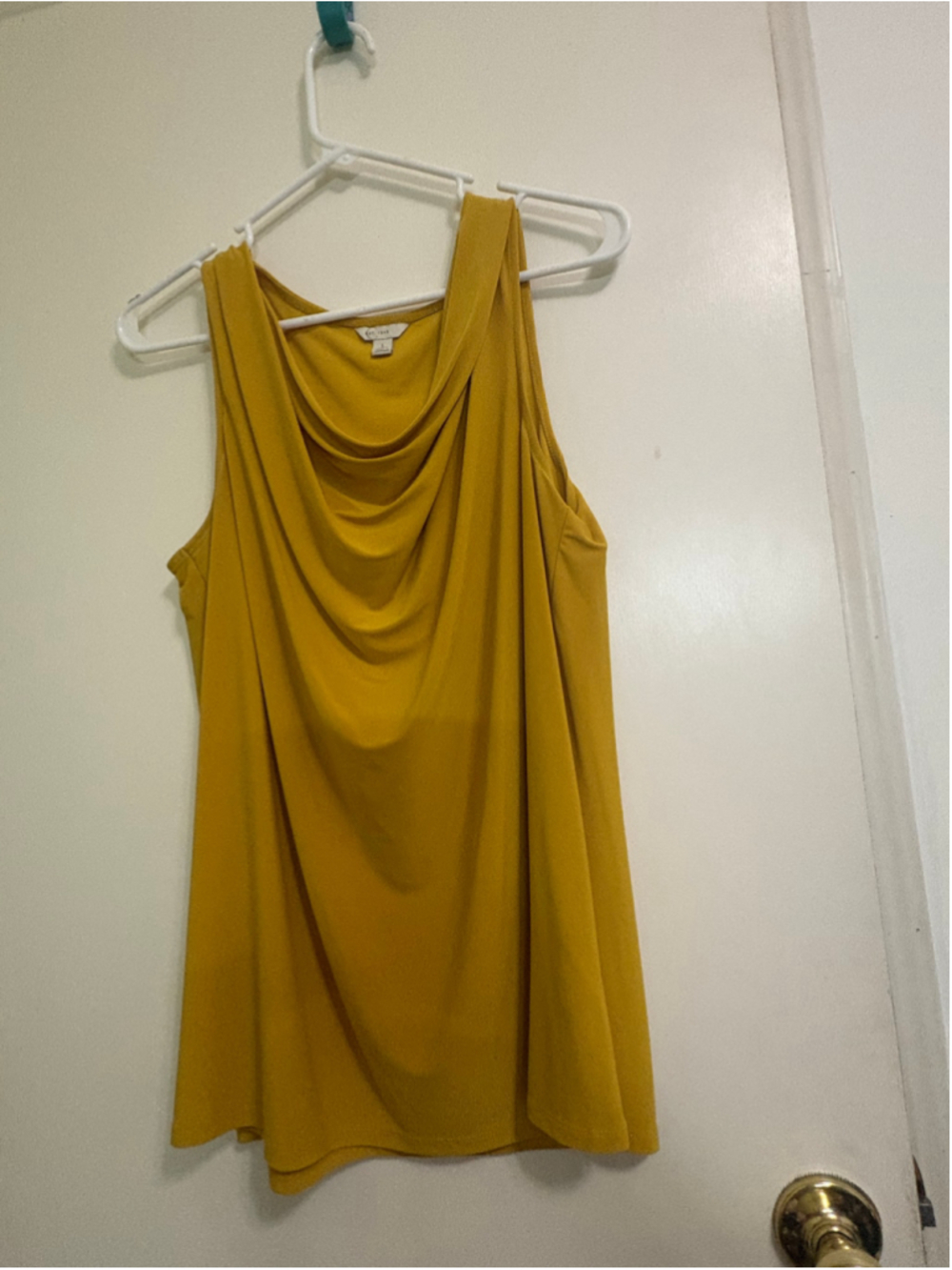 Women's EST. 1946 Yellow Cowl Neck Tank Top L